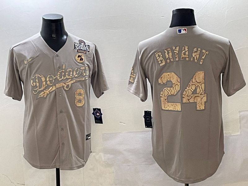 Men Los Angeles Dodgers 24 Bryant Grey Fashion Game 2025 Nike MLB Jersey style 3063